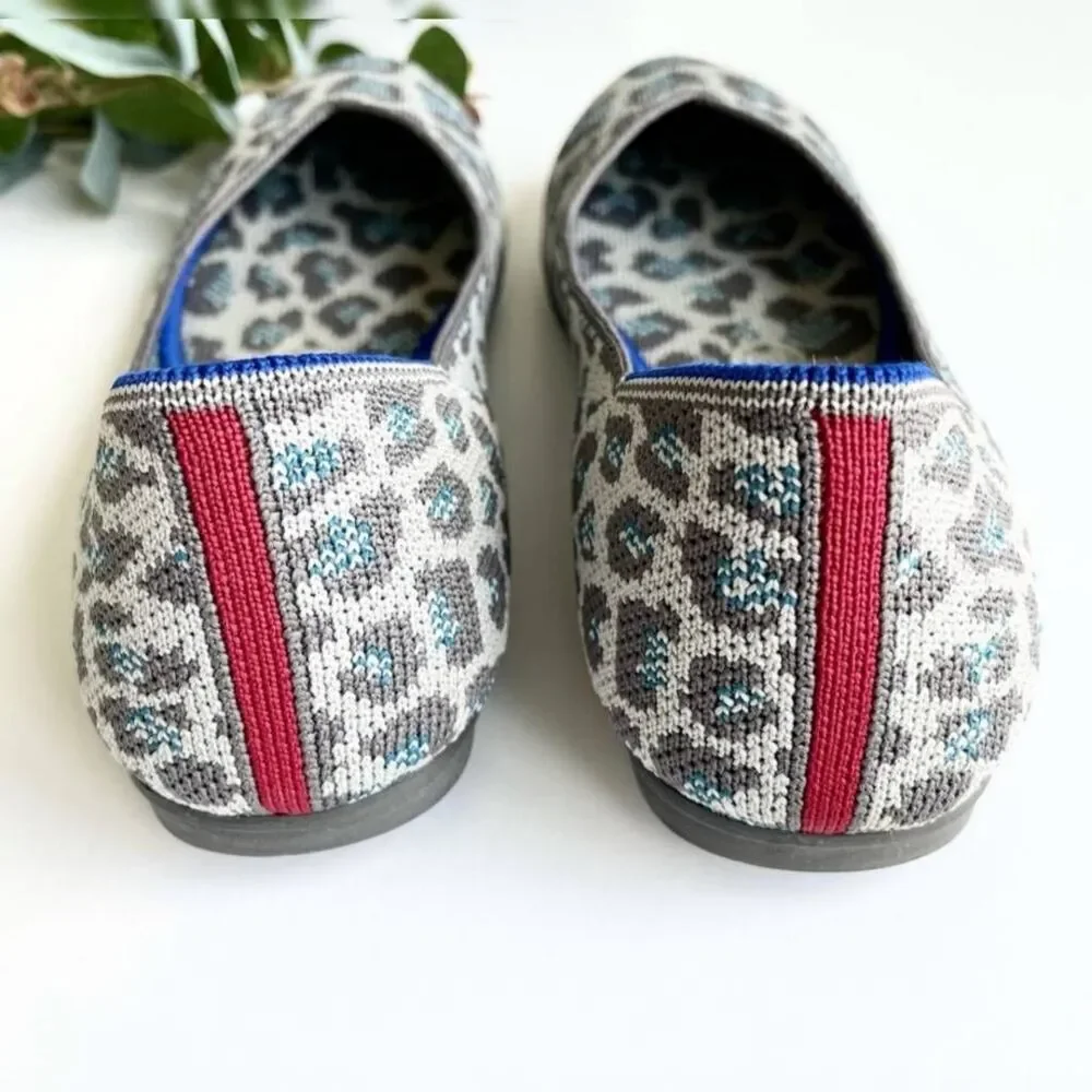 ROTHY'S Gray & Blue Leopard Print Flats | Size 7 | Retired - Picture 6 of 13